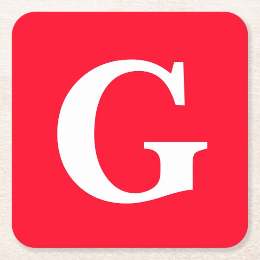 Anfangsbuchstaben Monogram Red White Schlicht Simp Rechteckiger Pappuntersetzer (Vorderseite)