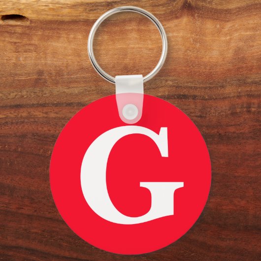Anfangsbuchstaben Monogram Red White Schlicht Simp Schlüsselanhänger (Vorderseite)