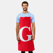 Anfangsbuchstaben Monogram Red White Schlicht Simp Schürze (Getragen)