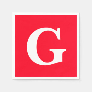 Anfangsbuchstaben Monogram Red White Schlicht Simp Serviette