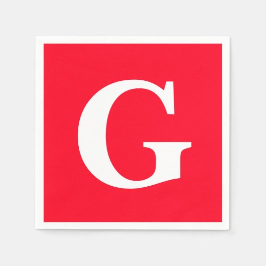 Anfangsbuchstaben Monogram Red White Schlicht Simp Serviette (Vorderseite)