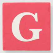 Anfangsbuchstaben Monogram Red White Schlicht Simp Steinuntersetzer (Vorderseite)