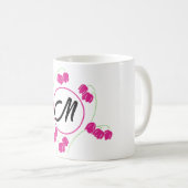 Anfangsbuchstaben Monogramm Floral Kaffeetasse (VorderseiteRechts)