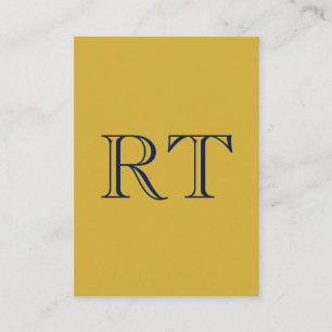Anfangsbuchstaben Monogramm Gold & Blau Schlicht E Begleitkarte