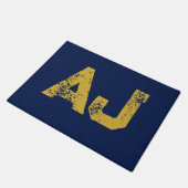 Anfangsbuchstaben Monogramm Gold & Blau Schlicht E Fußmatte (Schrägansicht)