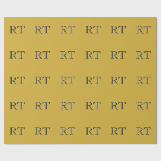 Anfangsbuchstaben Monogramm Gold & Blau Schlicht E Geschenkpapier (Flach)