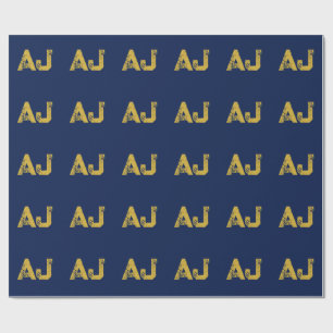 Anfangsbuchstaben Monogramm Gold & Blau Schlicht E Geschenkpapier