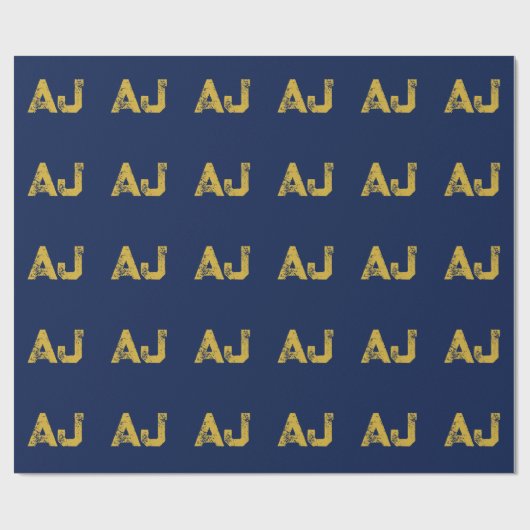 Anfangsbuchstaben Monogramm Gold & Blau Schlicht E Geschenkpapier (Flach)