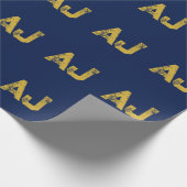 Anfangsbuchstaben Monogramm Gold & Blau Schlicht E Geschenkpapier (Ecke)
