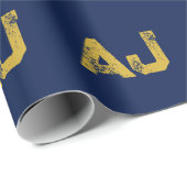 Anfangsbuchstaben Monogramm Gold & Blau Schlicht E Geschenkpapier (Rolleneckpunkt)