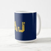 Anfangsbuchstaben Monogramm Gold & Blau Schlicht E Kaffeetasse (VorderseiteRechts)