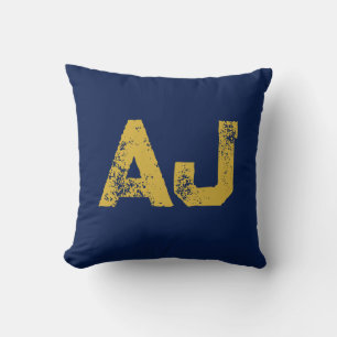 Anfangsbuchstaben Monogramm Gold & Blau Schlicht E Kissen