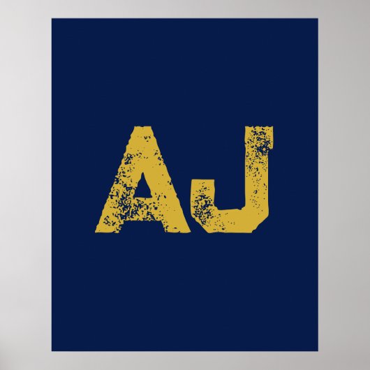 Anfangsbuchstaben Monogramm Gold & Blau Schlicht E Poster (Vorne)