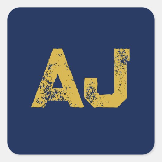Anfangsbuchstaben Monogramm Gold & Blau Schlicht E Quadratischer Aufkleber (Vorderseite)