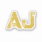 Anfangsbuchstaben Monogramm Goldfarbe Schlicht Ein Aufkleber (Vorderseite)