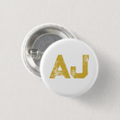 Anfangsbuchstaben Monogramm Goldfarbe Schlicht Ein Button (Vorne & Hinten)