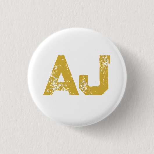 Anfangsbuchstaben Monogramm Goldfarbe Schlicht Ein Button (Vorderseite)
