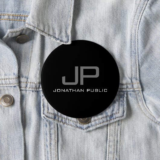 Anfangsbuchstaben Monogramm Name Schwarze Vorlage  Button (Beispiel)