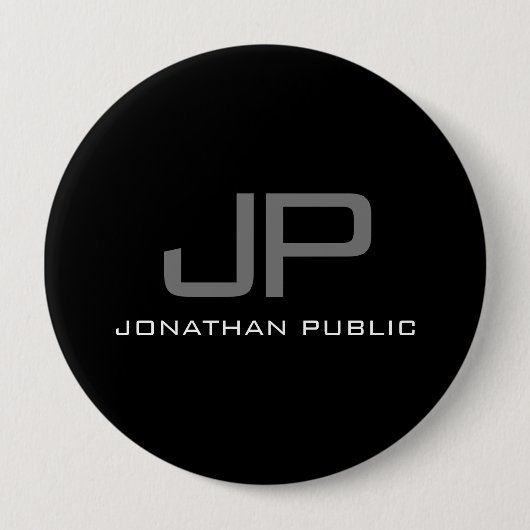 Anfangsbuchstaben Monogramm Name Schwarze Vorlage  Button (Vorderseite)