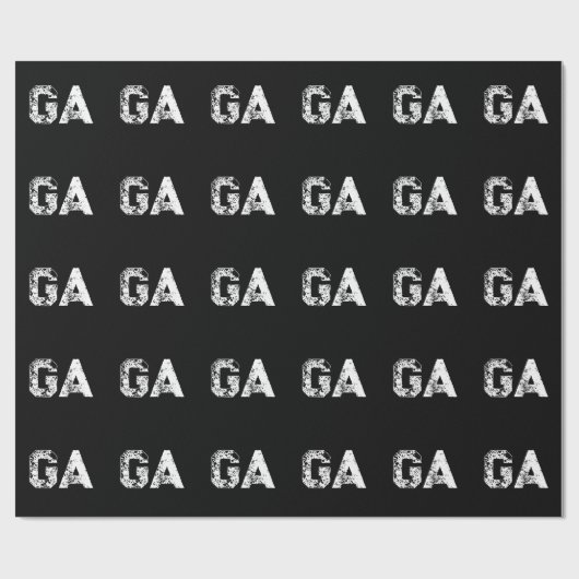 Anfangsbuchstaben Monogramm Schwarz Weiß Schlicht Geschenkpapier (Flach)