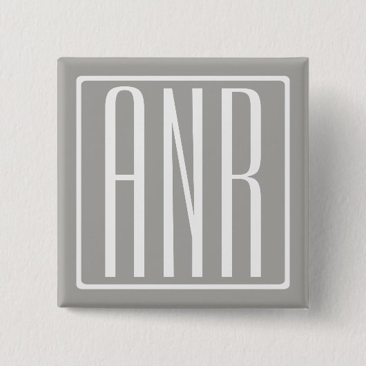 Anfangsbuchstaben Monogramm | Weiß auf Hellgrau Button (Vorderseite)