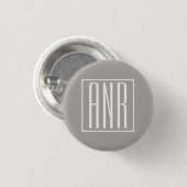 Anfangsbuchstaben Monogramm | Weiß auf Hellgrau Button (Vorne & Hinten)