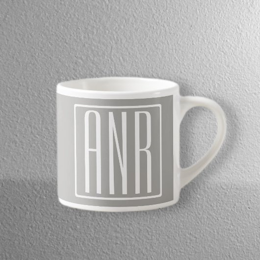 Anfangsbuchstaben Monogramm | Weiß auf Hellgrau Espressotasse