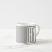 Anfangsbuchstaben Monogramm | Weiß auf Hellgrau Espressotasse (Vorderseite Rechts)