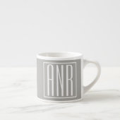 Anfangsbuchstaben Monogramm | Weiß auf Hellgrau Espressotasse (Rechts)