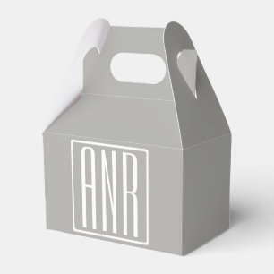 Anfangsbuchstaben Monogramm   Weiß auf Hellgrau Geschenkschachtel
