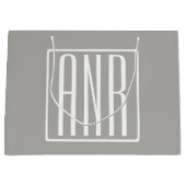 Anfangsbuchstaben Monogramm | Weiß auf Hellgrau Große Geschenktüte (Vorderseite)