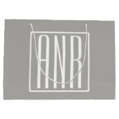 Anfangsbuchstaben Monogramm | Weiß auf Hellgrau Große Geschenktüte (Rückseite)