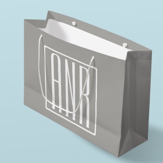 Anfangsbuchstaben Monogramm | Weiß auf Hellgrau Große Geschenktüte