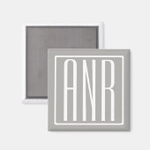 Anfangsbuchstaben Monogramm | Weiß auf Hellgrau Magnet (Vorderseite/Rückseite)