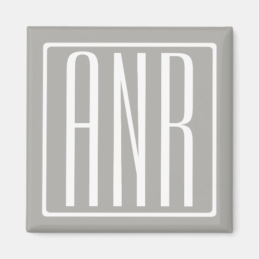 Anfangsbuchstaben Monogramm | Weiß auf Hellgrau Magnet (Vorne)