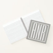 Anfangsbuchstaben Monogramm | Weiß auf Hellgrau Notizblock (Innenseite)