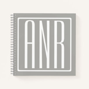 Anfangsbuchstaben Monogramm Weiß auf Hellgrau Notizblock