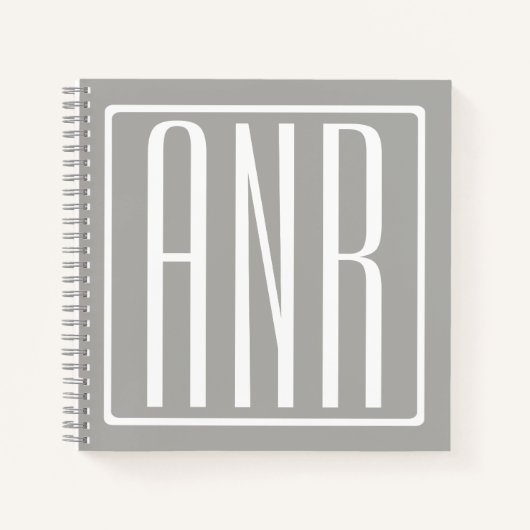 Anfangsbuchstaben Monogramm | Weiß auf Hellgrau Notizblock (Vorderseite)