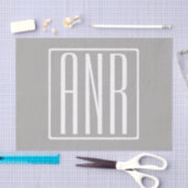 Anfangsbuchstaben Monogramm | Weiß auf Hellgrau Seidenpapier (Handwerk)
