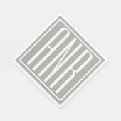 Anfangsbuchstaben Monogramm | Weiß auf Hellgrau Serviette (Ecke)