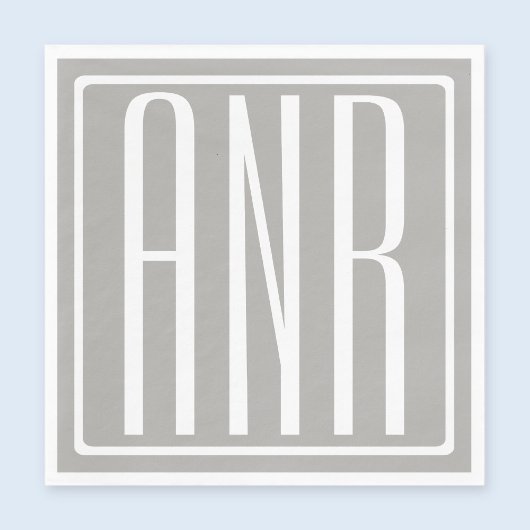 Anfangsbuchstaben Monogramm | Weiß auf Hellgrau Serviette