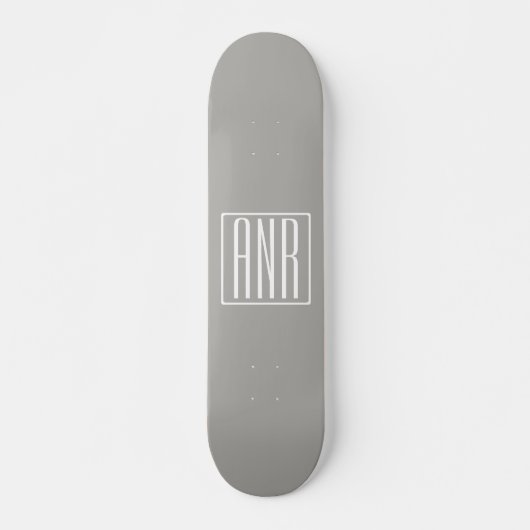 Anfangsbuchstaben Monogramm | Weiß auf Hellgrau Skateboard (Vorne)