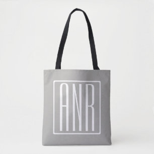 Anfangsbuchstaben Monogramm Weiß auf Hellgrau Tasche