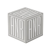 Anfangsbuchstaben Monogramm | Weiß auf Hellgrau Würfel (Rückseite Schrägansicht)