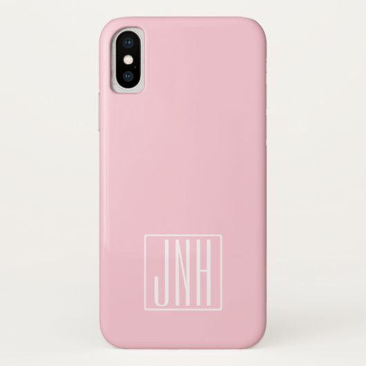 Anfangsbuchstaben Monogramm | Weiß auf Hellrosa Case-Mate iPhone Hülle (Rückseite)