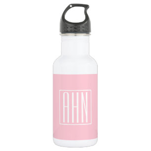 Anfangsbuchstaben Monogramm Weiß auf Hellrosa Edelstahlflasche