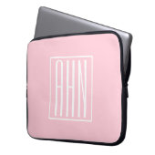 Anfangsbuchstaben Monogramm | Weiß auf Hellrosa Laptopschutzhülle (Vorderseite Links)