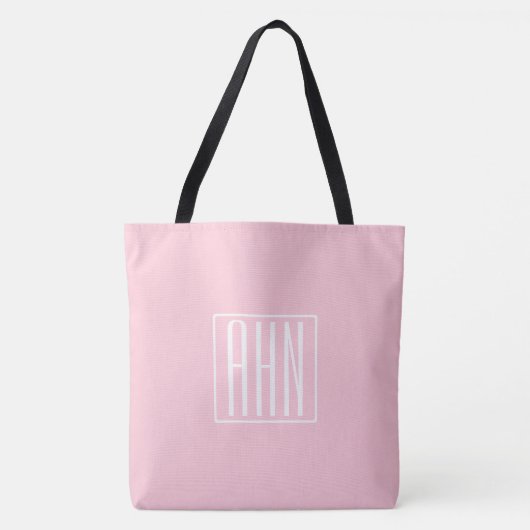 Anfangsbuchstaben Monogramm | Weiß auf Hellrosa Tasche (Vorderseite)