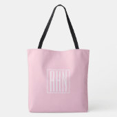 Anfangsbuchstaben Monogramm | Weiß auf Hellrosa Tasche (Rückseite)