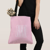 Anfangsbuchstaben Monogramm | Weiß auf Hellrosa Tasche (Von Nahem)